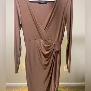 Nude fitted mini dress